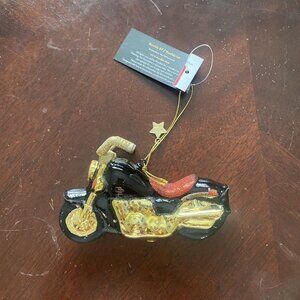 Vondels Amsterdam Motorcycle Black, Gold, Red Glitter Christmas Ornament